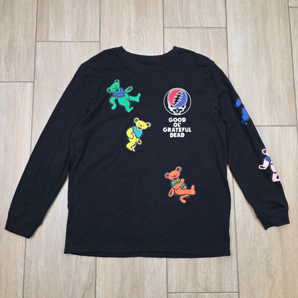 Grateful Dead Long Sleeve T Shirt Mens L Black Dancing Bears Graphic Band Tee